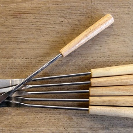 Fourchettes manche bois naturel 3-dents